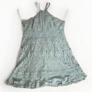 Gorgeous Crochet halter dress in grey blue